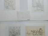 several drawings of a horse drawn carriage and a horse drawn carriage