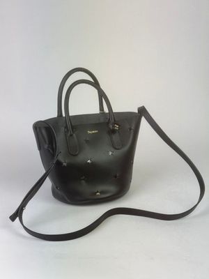 michael korsch black leather tote bag with shoulder strap