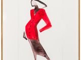 un tableau représentant une femme en robe rouge et chapeau