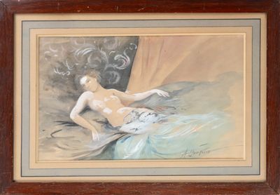 Arthur CHAPLIN (1869-1935), "Nu allongé, aquarelle gouachée …