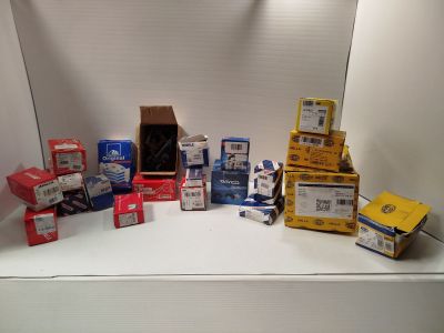 a lot of boxes and packages on a shelf