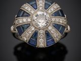 bague art déco en saphir et diamant
