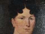 portrait of a woman in a black dress with a pearl necklace