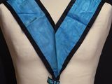a close up of a mannequin torso with a blue sash