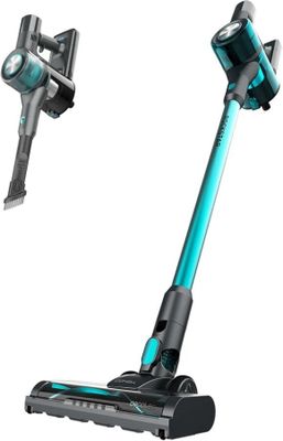 un gros plan sur un aspirateur et un balai sans fil
