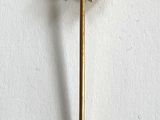une broche en or ornée d'une fleur, posée sur un fond blanc