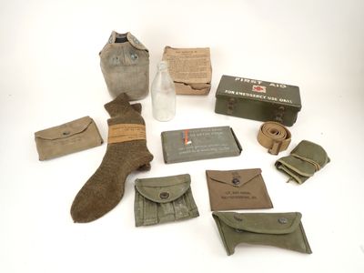 a lot of military items that are on the table