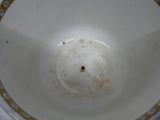 a close up of a bowl with a brown spot in it