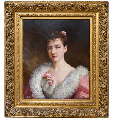 a painting of a woman with a flower in her hair