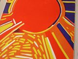 a picture of a painting of a sun on a table