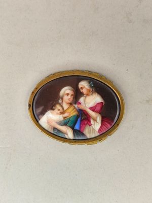 École Française du début du XIXeme siècle Miniature ovale su…