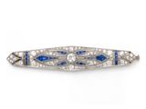 an art deco diamond and sapphire bar broochle