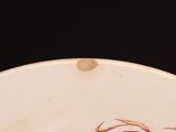 a white plate with a crab on it on a table