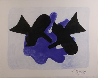 une image représentant un tableau avec deux chauves-souris sur un fond bleu et noir