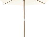 un parapluie blanc avec une tige marron sur fond blanc