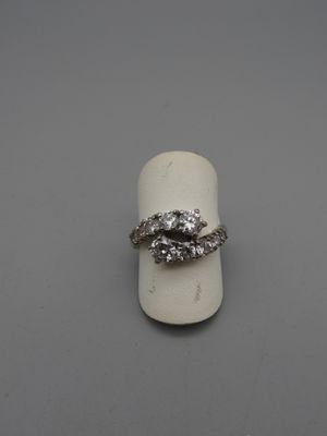 Bague toi et moi monture argent, pierres d'imitation .