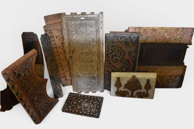 many different types of wood and metal items on the table