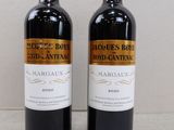 deux bouteilles de vin rouge posées l'une à côté de l'autre