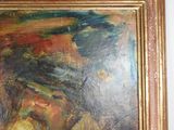 a painting on the wall of a room with a painting on it