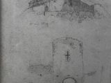 drawing of a castle with a tower on top of a hill