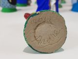 a close up of a coin on a table