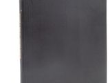 a black leather book with a white background and a black cover