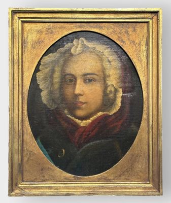 Étienne AUBRY (1745-1781) Portrait médaillon Huile sur toile