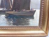 a picture of a painting of a boat in the water