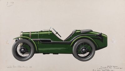 drawing of a green car with a black top and black tires