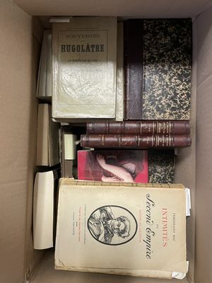 les livres sont empilés dans une boîte en carton
