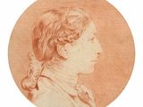 portrait of a woman in profile, facing left
