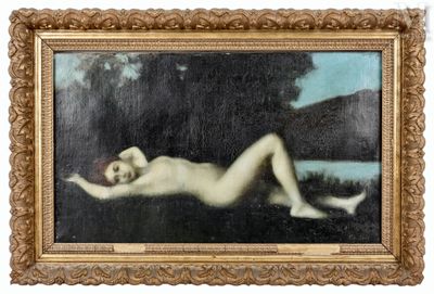 une image représentant un tableau d'une femme nue allongée sur le sol