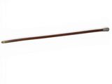 an old wooden stick with a metal handle on a white background
