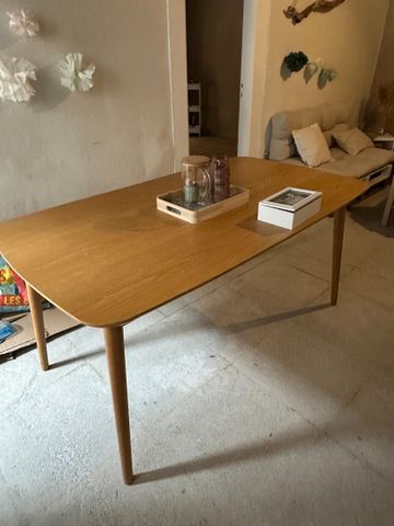 Table vintage finition chêne, étagère pin, table basse deux plate...
