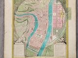une vieille carte de la ville de Paris traversée par une rivière