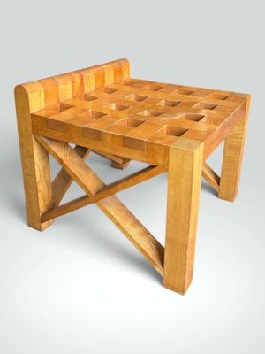 a wooden bench that is made out of wood