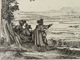 illustration of a man and a woman sitting under a tree with a bird in their hand