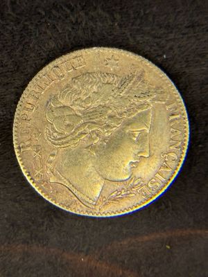 l'image d'une pièce d'or sur laquelle figure une tête de femme