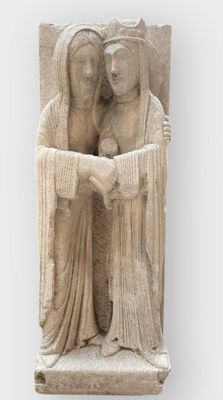 Statue en pierre sculptée figurant deux sujets dans le goût …