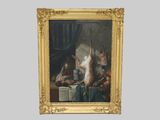 a picture of a painting of a dog and a cat