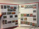 une personne tenant un livre sur lequel figurent des timbres