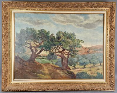 E. ROSENFELD (?) : "La cueillette des olives".