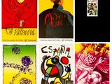 four different colored posters of various types of art