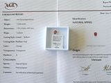 une photo d'un certificat sur lequel figure une pierre rouge