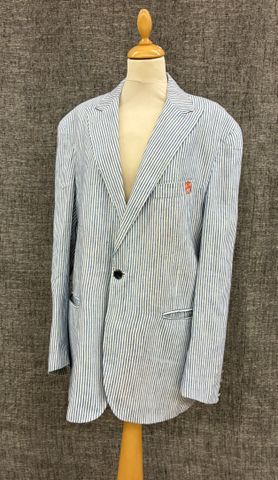 JC DE CASTELBAJAC Paris – Veste oversize en lin à rayure bleu et ...