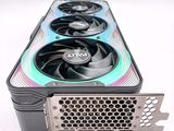 a close up of a video card with a fan on top of it