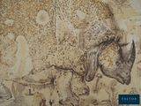 an image of a painting of a rhino and a baby rhino