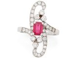 bague art déco en rubis et diamants