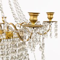 Lustre ancien décoratif, « Sac-à-Perles », en laiton doré et… (photo 4)