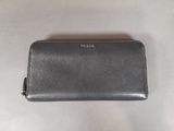 prada black leather zip around wallet
